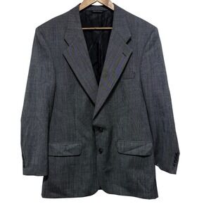 Burberry Vintage Blazer Jacket Men 44 Grey Tweed Wool Two Button Made USA Pocket